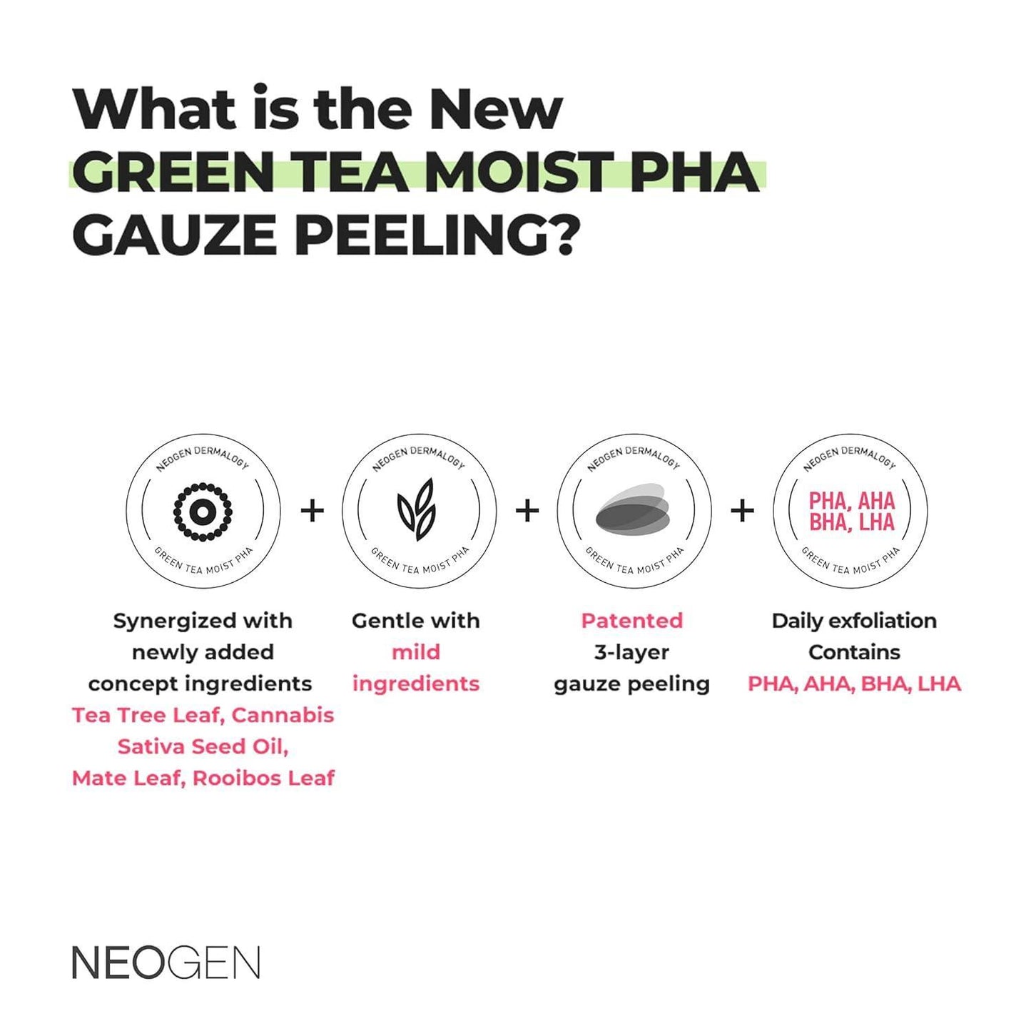 [NeoGen] Green Tea Moist PHA Gauze Peeling 30 Pad