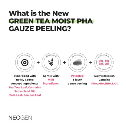 [NeoGen] Green Tea Moist PHA Gauze Peeling 30 Pad